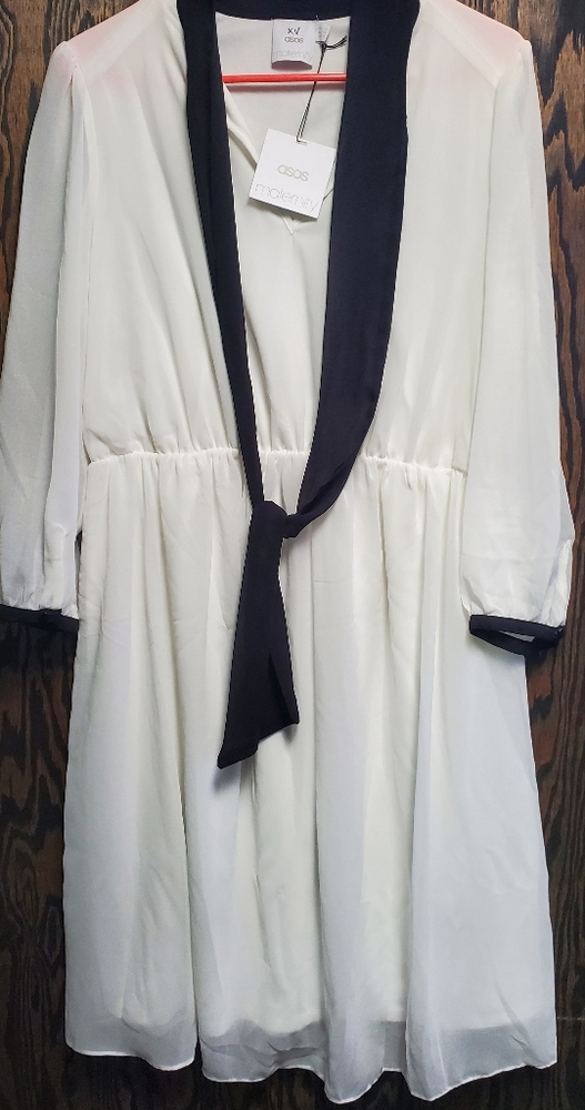 asos Maternity Dress White Black Sheer NEW